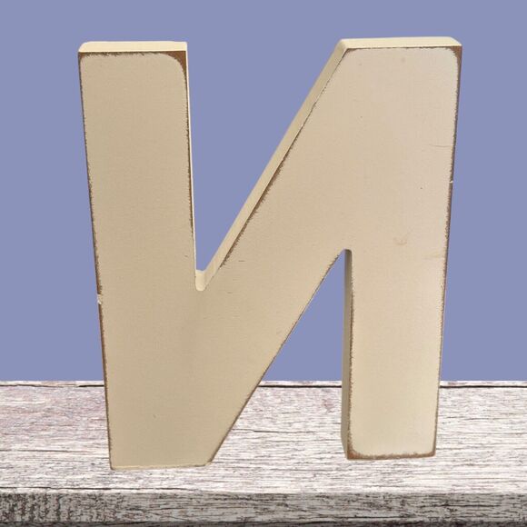 Alphabet Wall Decor, Craft, Large Wooden Letters O N E Distressed White 6" - Picture 7 of 13